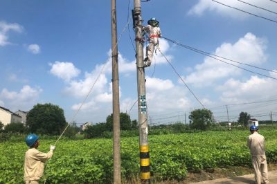 吳江區(qū)供電公司在新營1號(hào)變拆除存在安全隱患的廢舊線路