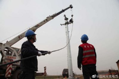 武邑10千伏審坡陳寺院575線路基建復(fù)工現(xiàn)場