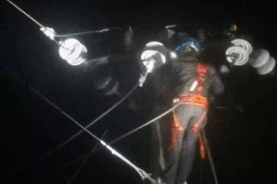 10千伏云溪線20-20號(hào)桿至20-24號(hào)桿之間遭雷擊斷線